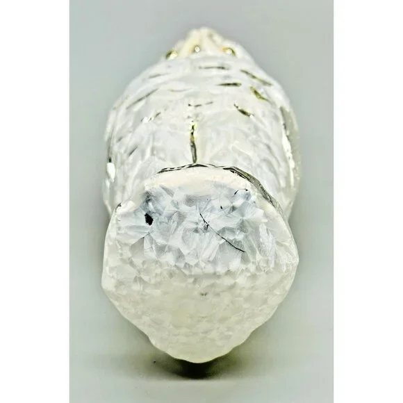 Snowy Owl Vintage Christmas Ornament West Germany Blown Glass White Silver 6 in - Picture 6 of 8
